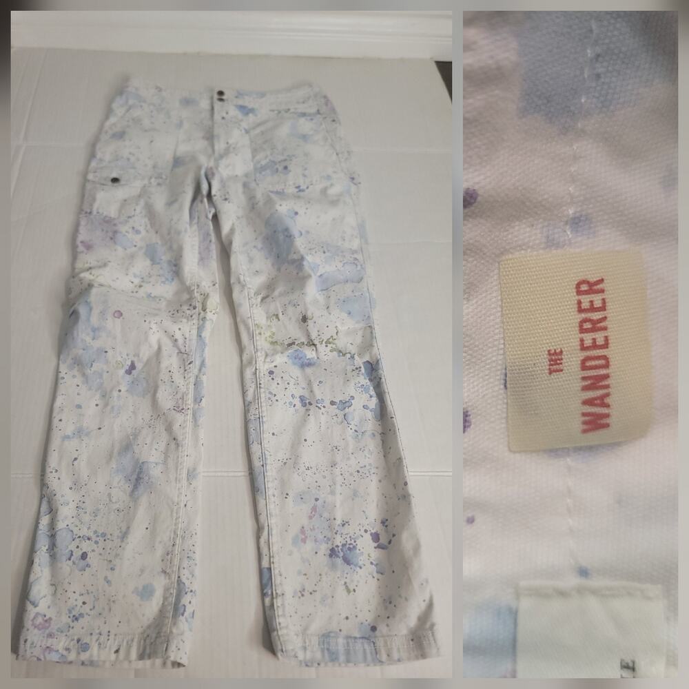 Anthropolgie the wanderer white paint splat preppy pants 29 artistry mixed media